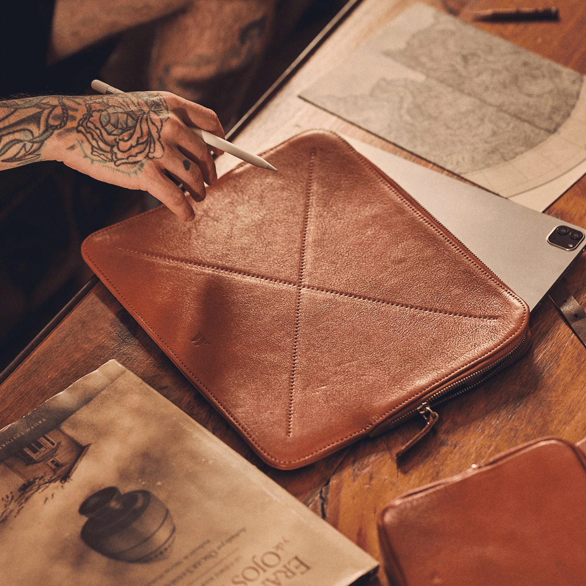 Walden® Funda Apple iPad de Cuero Genuino Curtido Vegetal · Terra #color_terra