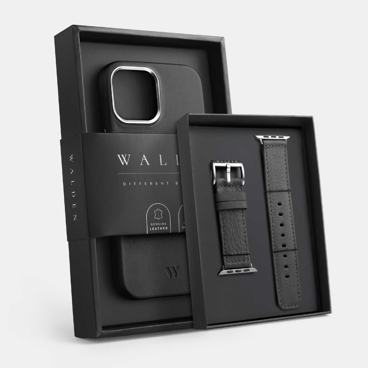 Walden® Funda iPhone + Correa Apple Watch de Cuero Genuino · 
Bosco #color_bosco (silver)