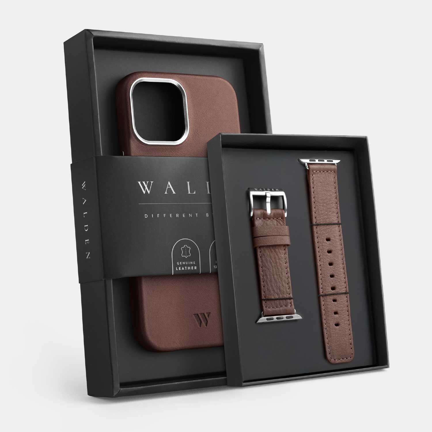 Walden® Funda iPhone + Correa Apple Watch de Cuero Genuino · 
Moca