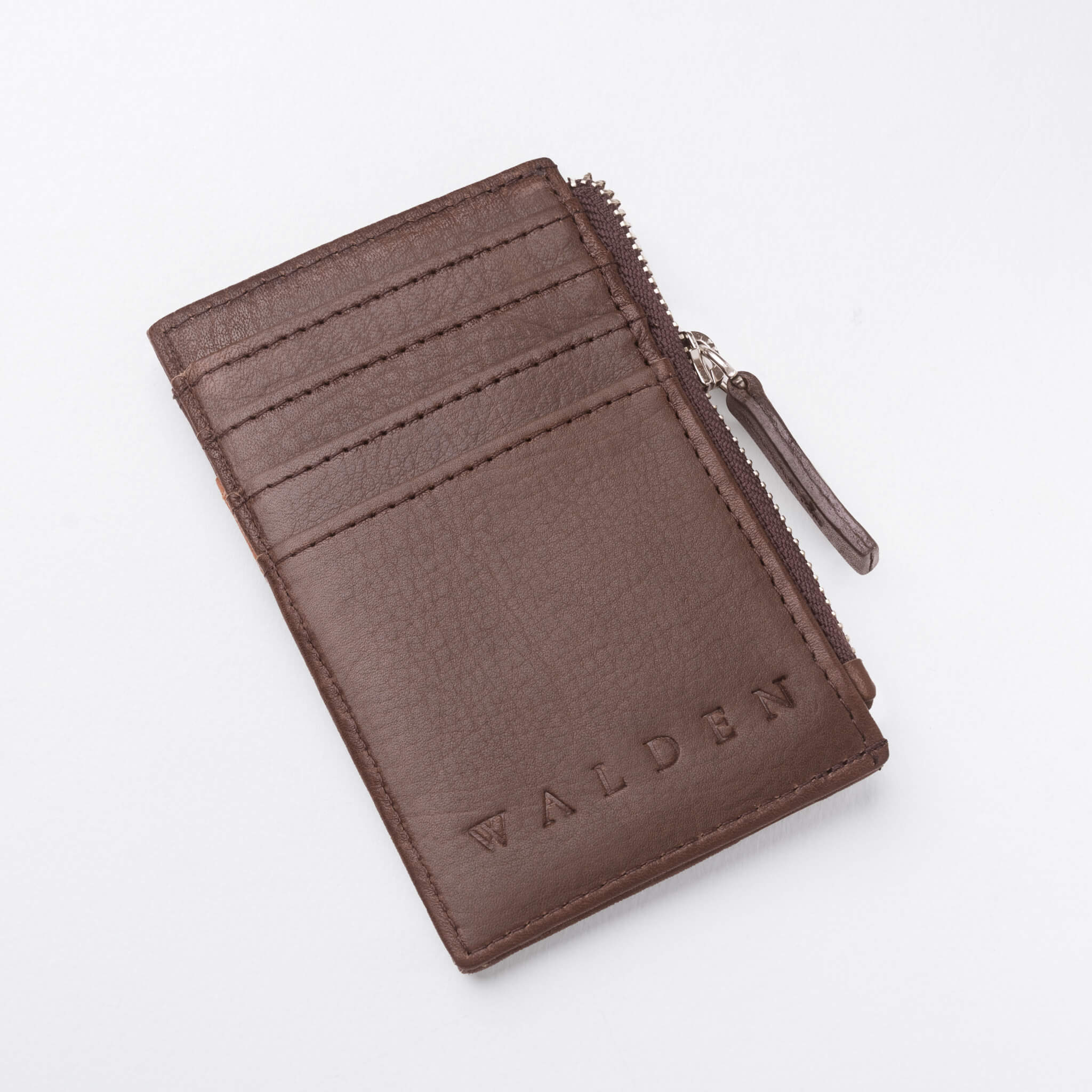 Walden® Tarjetero Zipper de Cuero Genuino · Moca #color_moca